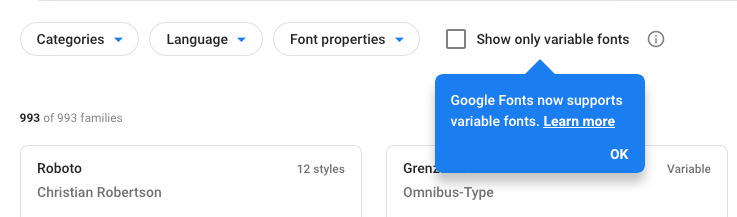 Come scegliere i variable fonts su Google Fonts